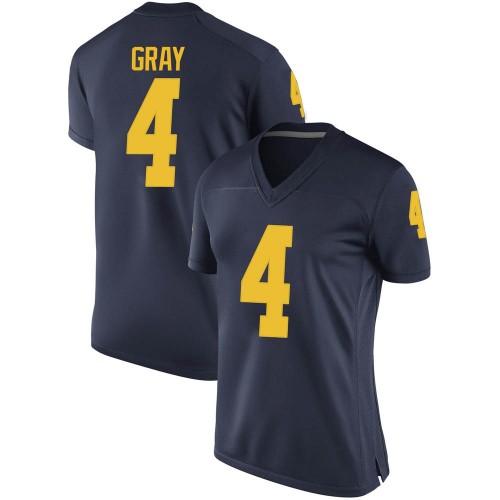 Vincent Gray Michigan Wolverines Women's NCAA #4 Navy Game Brand Jordan College Stitched Football Jersey BTO7554ML